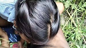 hot indian college girlfriend gets fucked hard in jungle