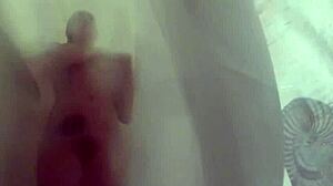 naughty blonde teen dahlia fingers shaved pussy in steamy solo shower