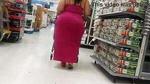 Phat Booty Shakes In Pink See-Thru Dress Candid Voyeur