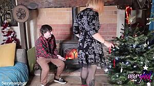 handsome guy fucks stepmom decorating christmas tree
