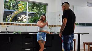 xxxtime colombian housewife with small tits and muscular legs cooks up a hot fuck