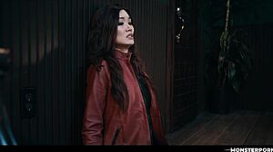 that futa leather monster babe turns me into her asian toy for hardcore cucumber creampie pounding