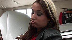 regina ice bends over as mechanic rams her gaping anus with monster cock then licks it clean