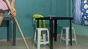 housewife maid skinny latina dildo fucks ass after cleaning shower happy ending