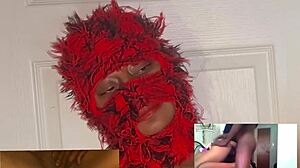 ebony wife squirts hard watching xvideos with eye-rolling orgasms reaction